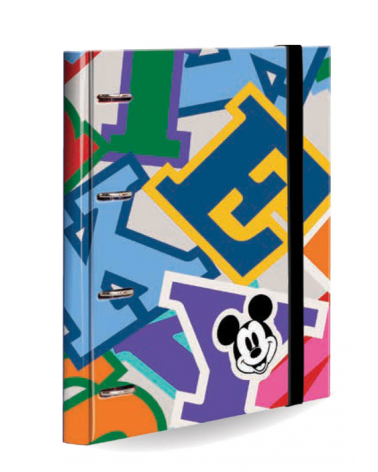 Carpebloc Mickey Mouse A4 con banda elástica recambio cuadrícula y divisores